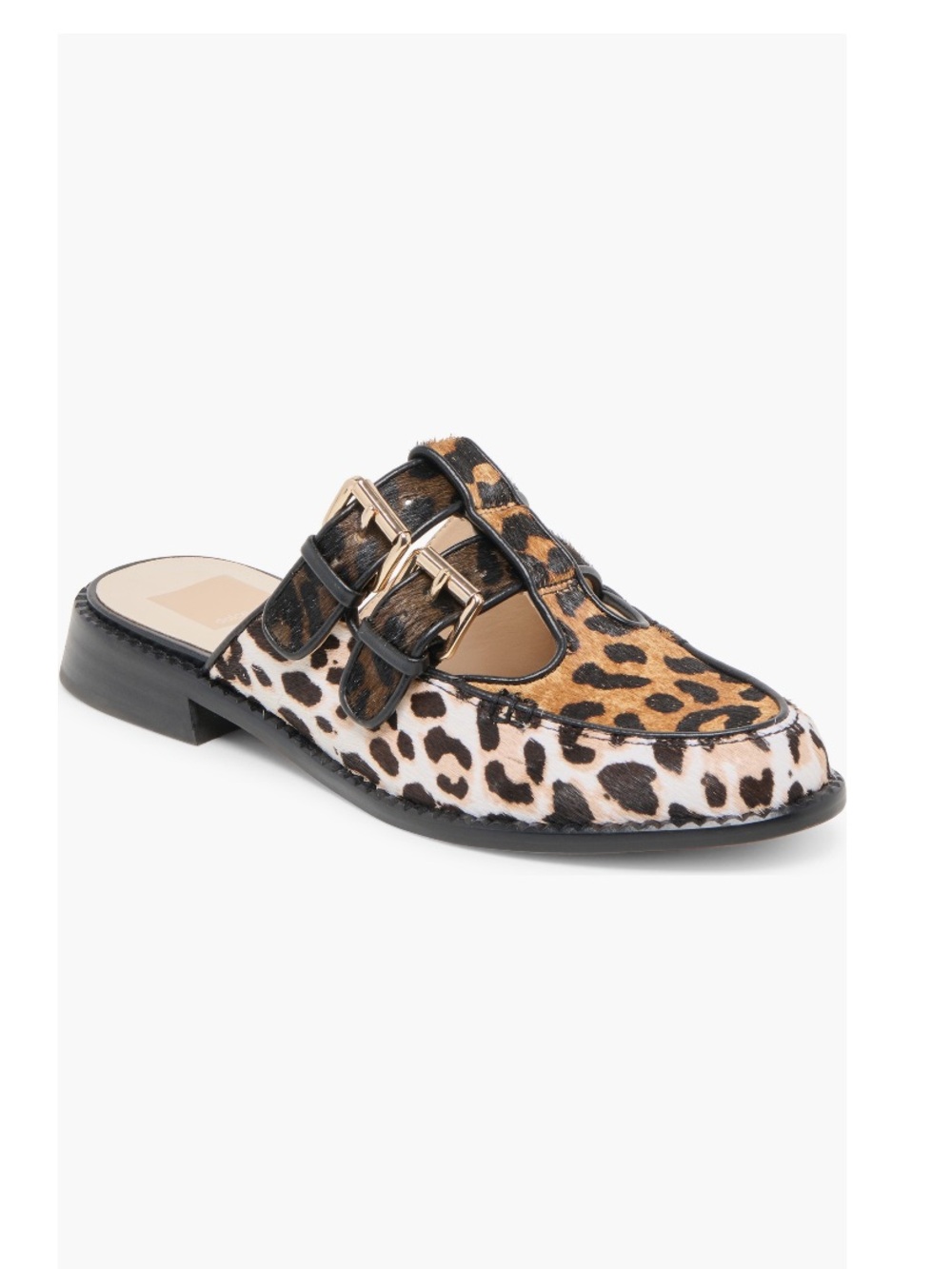 Dolce Vita Haydee Double Buckle Mary Jane Mule Leopard Print Calf Hair Women’s 5